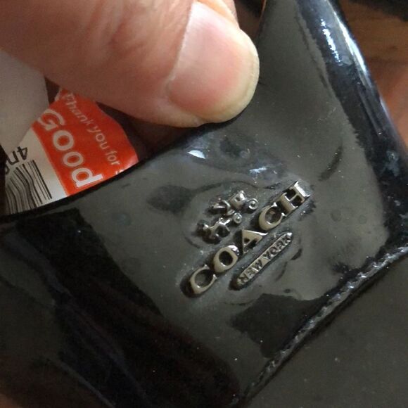 Coach patent leather and cork wedges size 9.5 black - Picture 13 of 15